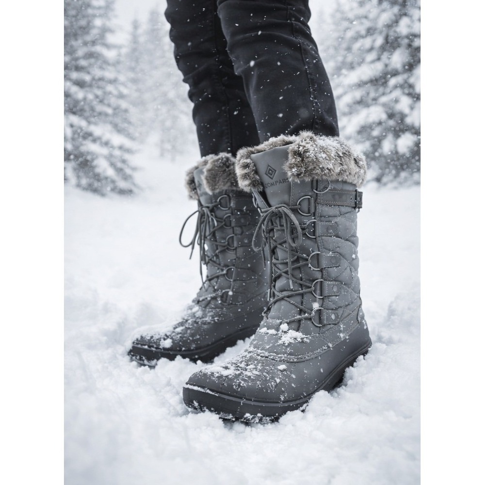 DREAM PAIRS Women's Insulated Winter Snow‎ Boots – Size 9 Grey Faux Fur